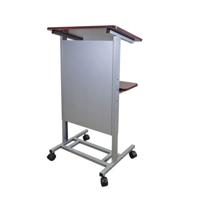 Assembled Floor Standing Pulpit Adjustable Height Lectern Podium W/ Casters, Heavy Duty Steel Frame, Rolling Podium 18147--Assembled Podium