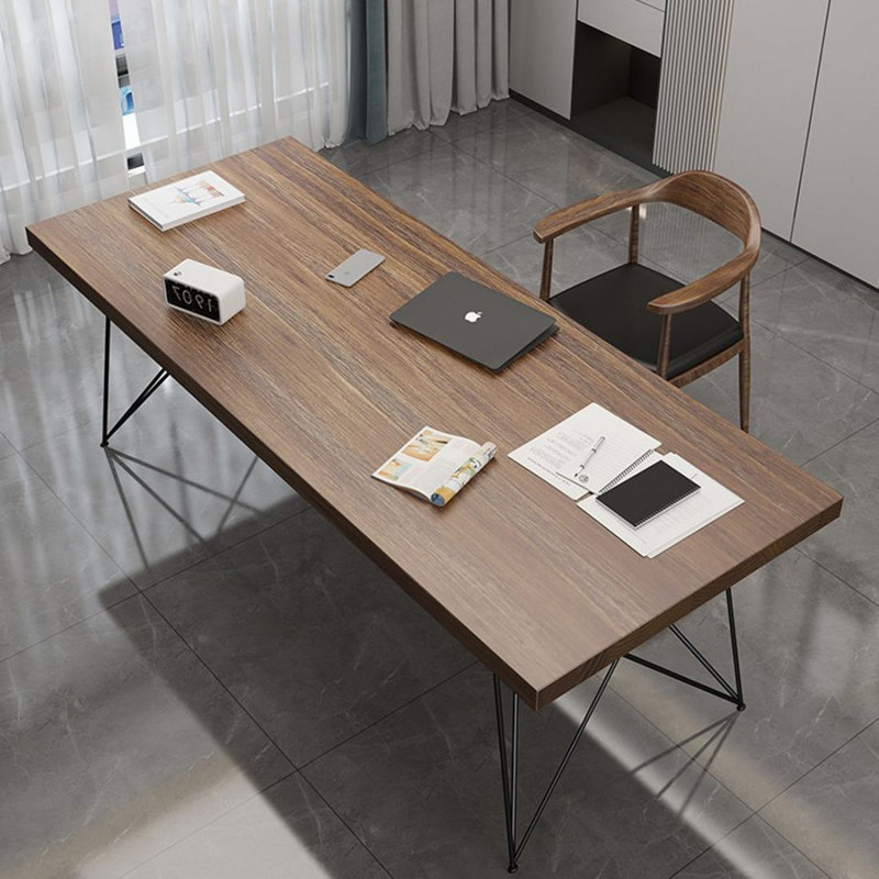 Bureau rectangulaire en bois massif noyer, noir, H 29,53 po x l 86,61 po x P 35,43 po