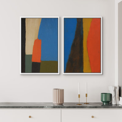 Art mural abstrait, ensemble de 2 reproductions d'art encadrées sur toile