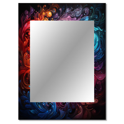 Neon Spin II - Abstract Spirals Decorative Wall Mirror, Modern Mirror, Printed Metal Art