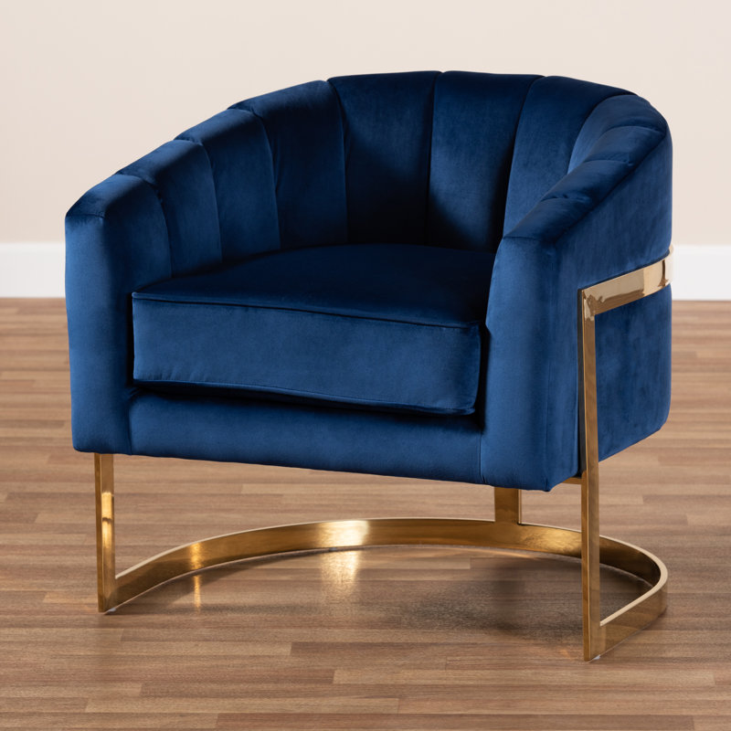 Fauteuil demi-tonneau en velours 29,1 po Fraire