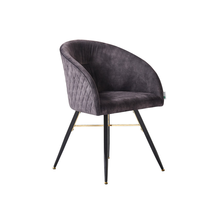 Goddard Modern Velvet Dining Chair - Ergonomic Upholstered Curved Back with Strong Metal Legs - button back Armchair for Living Room Dining Room - Single
