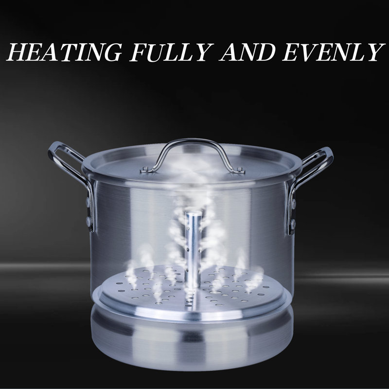 20 Quart Brushed Aluminum Tamale Steamer Pot with Lid