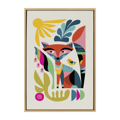 «Mid Century Modern Fox» par Rachel Lee, 3 oiseaux, reproduction d'art sur toile encadrée