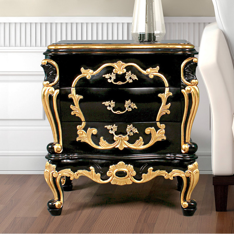 Rococo Viennese 27'' Tall 3 - Drawer End Table