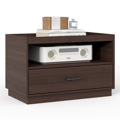 Tiroirs de rangement empilables, bacs de rangement de 28 po de largeur avec tiroirs et compartiment pour organisateurs de placard, organisateur de placard empilable en bois, grandes unités de rangement modernes pour couloir de salon, brun