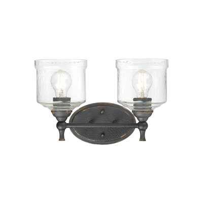 Corder 2 Light Bath Vanity with Hammered Water Glass Shade