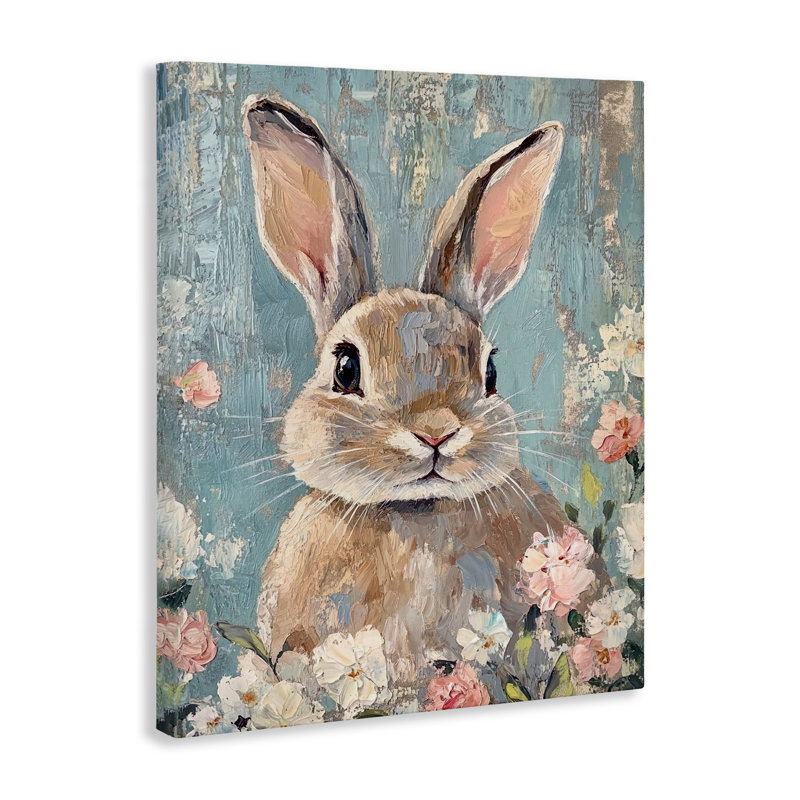 Toile délavée en forme de lapin, design par Franklyn Gregory, H 20 po x l 16 po