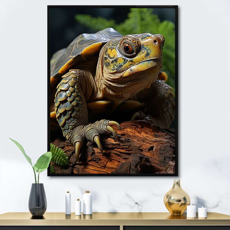 Gros plan sur une tortue vibrante, H 20 po x l 12 po x P 1 po, Cadre flottant noir