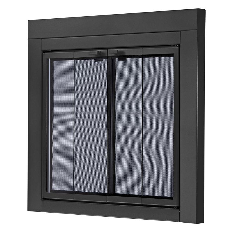 Cabinet Steel Fireplace Door, Black, 33.03" H x 37.52" W x 1.81" D