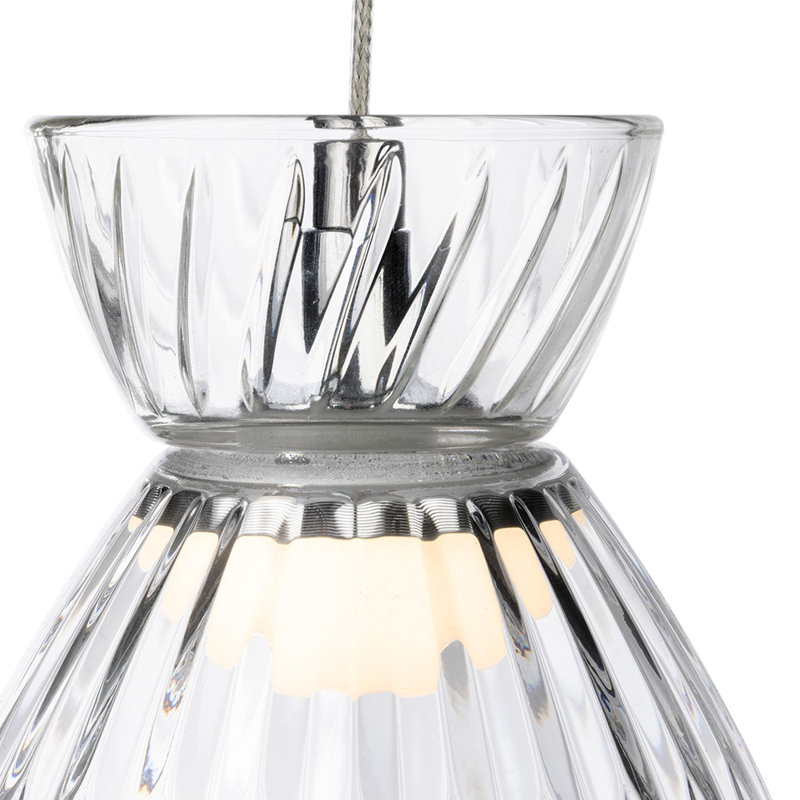 3 - Light Chrome LED Kitchen Island Pendant, Transparent