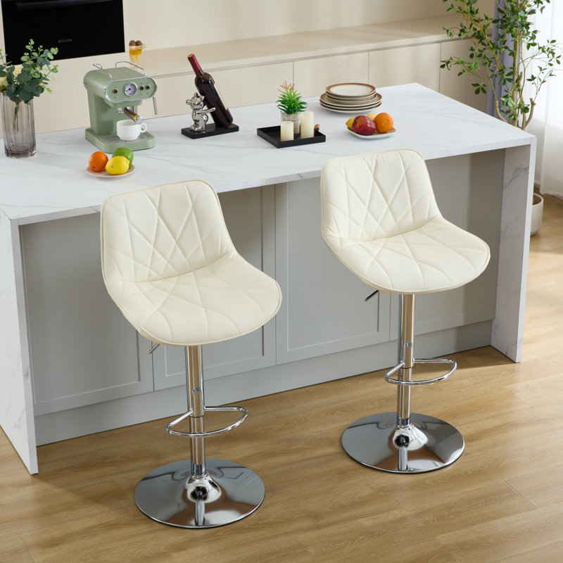 Ensemble de 8 tabourets de bar rotatifs à hauteur ajustable Modern, Crème