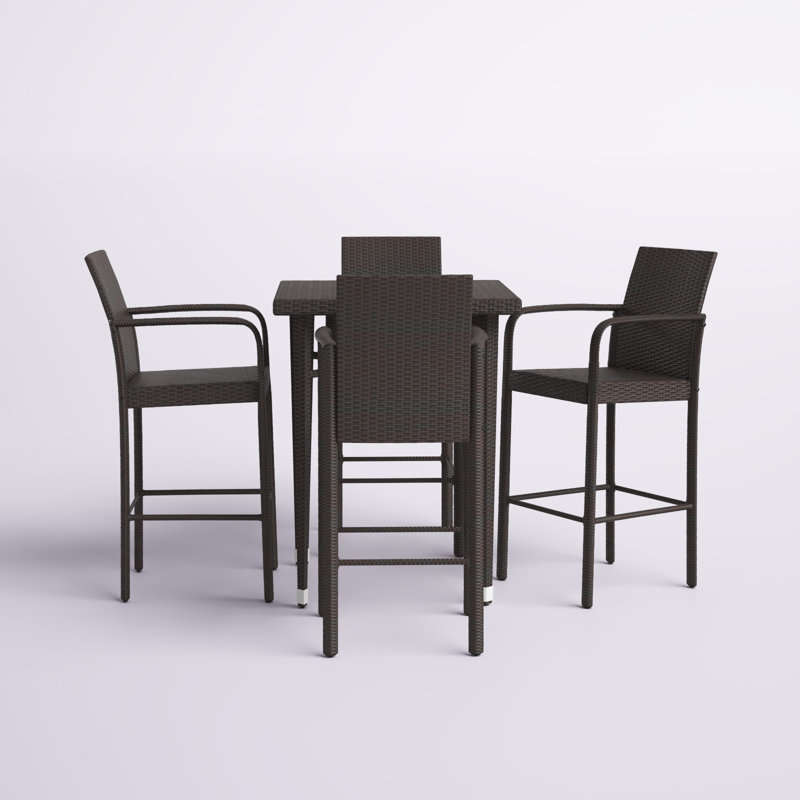 Arnfried 4 - Person Wicker Patio Dining Set with Square Table