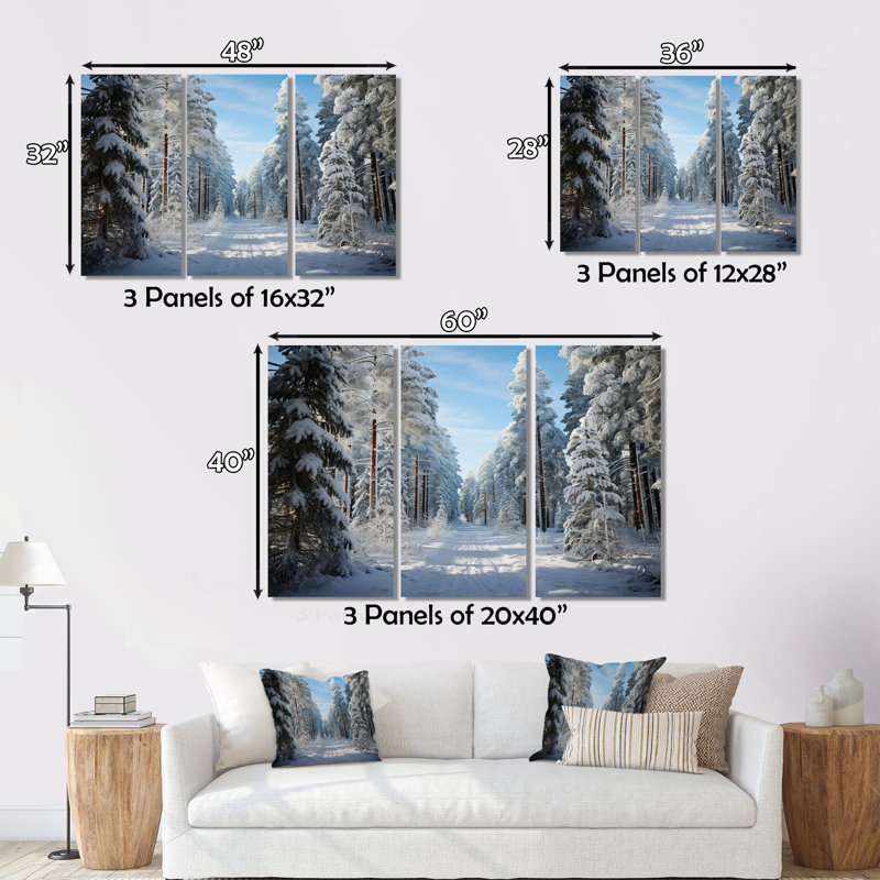 Winter Snowy Evergreen III 3 pièces, H 28 po x l 36 po x P 1 po