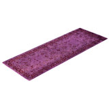 Overdyed Hand-Knotted Wool Modern-Contemporary Purple Runner 2' 6" x 7' 2"