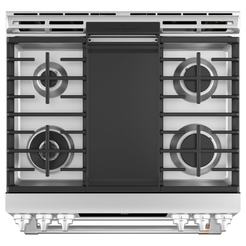 Café 30" 6.7 cu. ft. Smart Slide-in Gas Range with Griddle, Stainless Steel