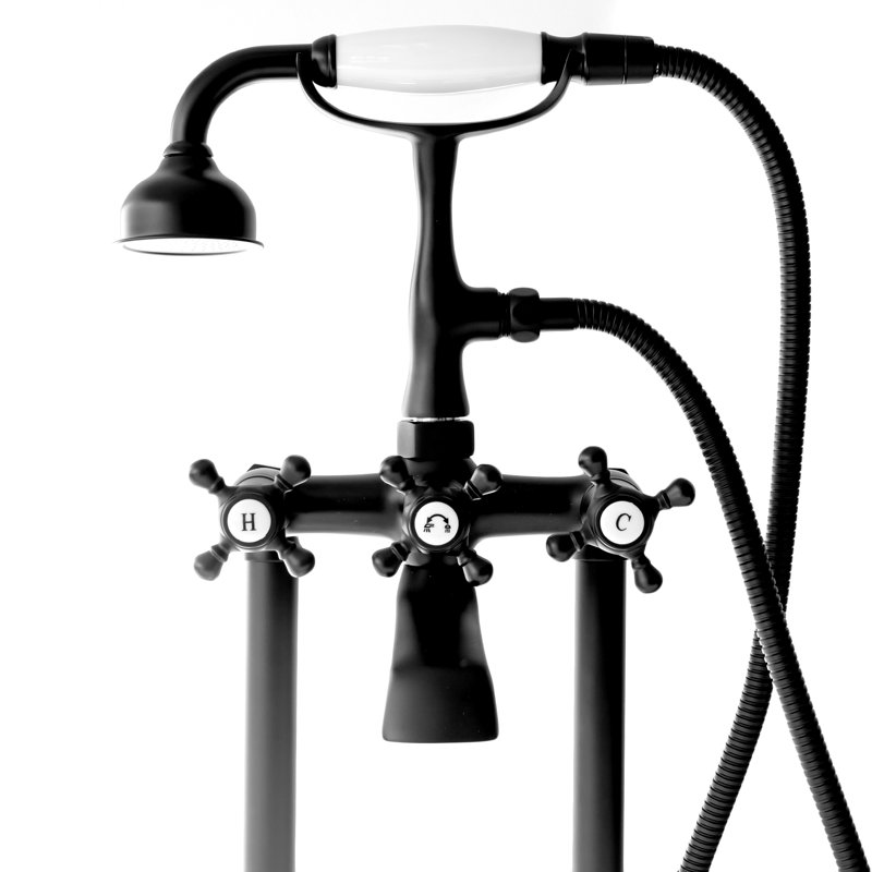 SevenFalls Floor Tub Spout with Diverter, Matte Black
