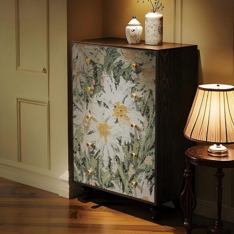 Commode à cinq tiroirs French Vintage Floral