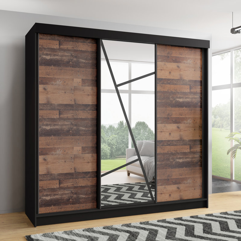 Annelijn 3 Door Wardrobe, 205cm H x 250cm W x 60cm D, Dark Brown