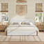 Grand lit plateforme tapissier avec pieds en bois et lit gigogne simple (blanc)-132448951-132448953