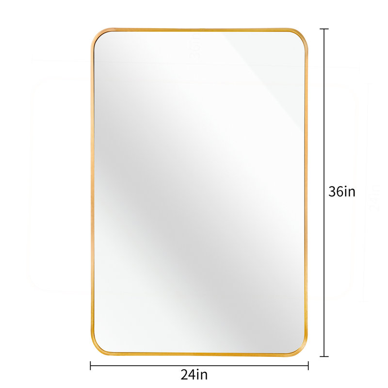 Miroir de salle de bain, 36 po x 24 po, Doré, Rectangulaire