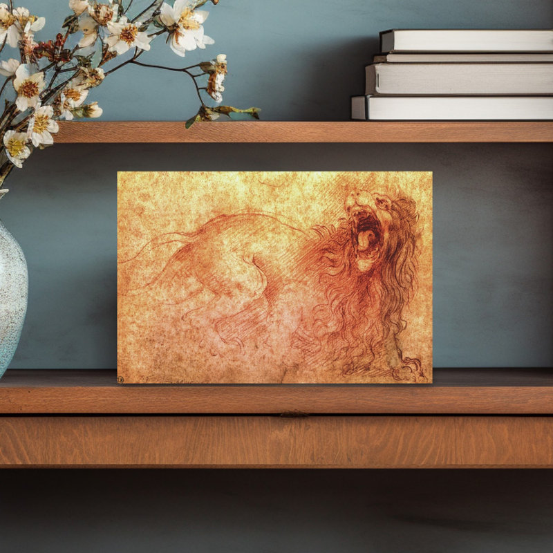 Esquisse d'un lion rugissant, impression d'art contemporain classique, H 12 po x l 18 po