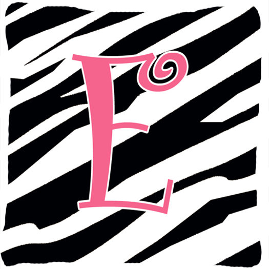 Monogramme initiale Zebra Stripe jet intérieur/extérieur oreiller, E