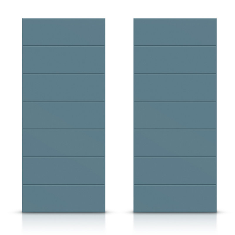 Porte de placard coulissante à panneaux en bois manufacturé, 84 po x 84 po, Bleu dignité
