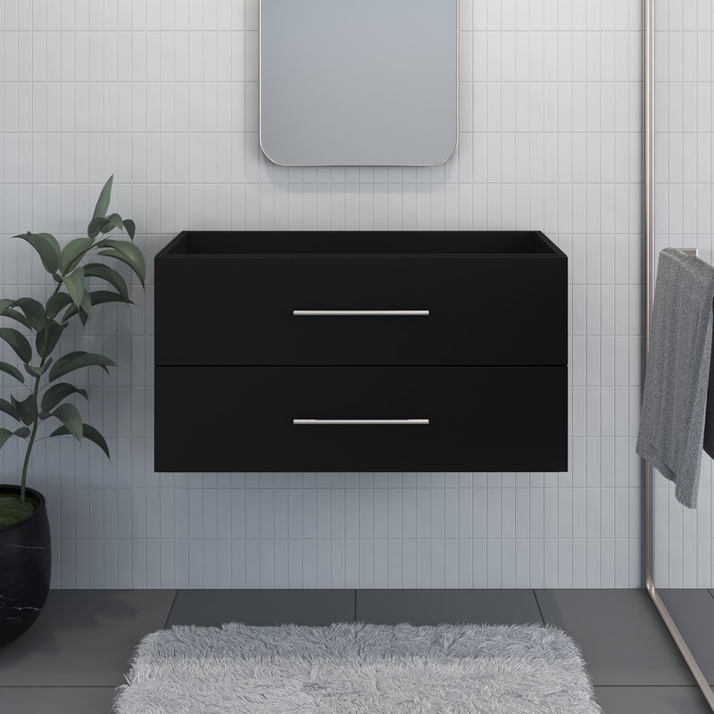 Ensemble de meuble-lavabo mural simple 36 po Munnsville, Noir