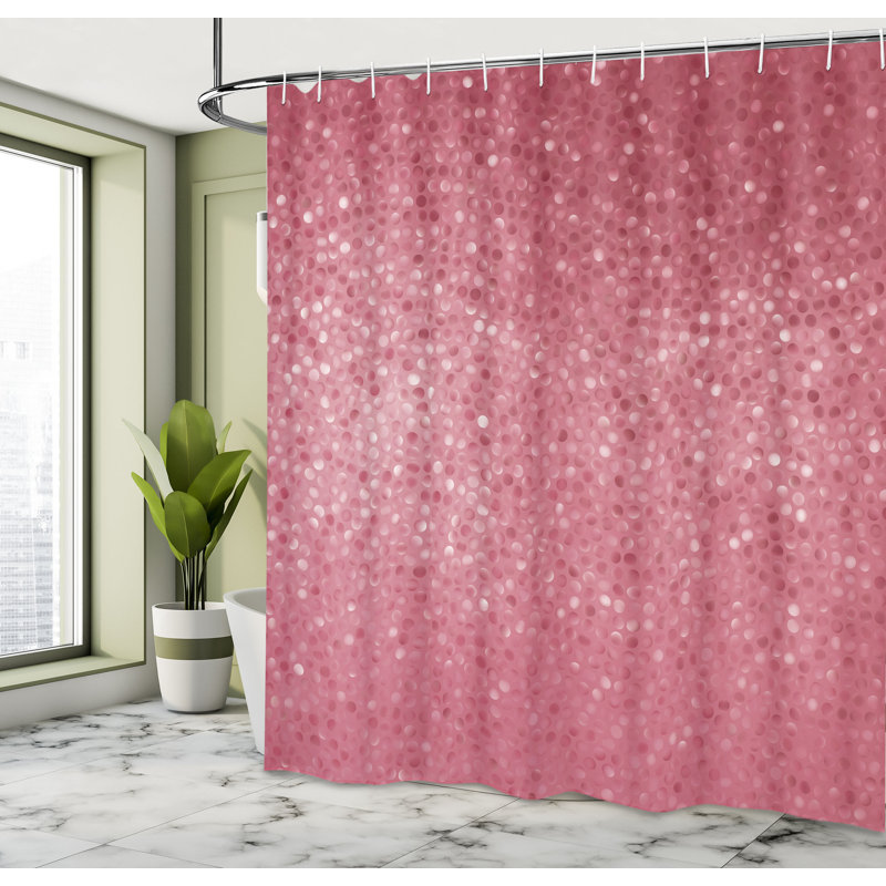 Ensemble de rideau de douche + crochets, H 84 po x l 69 po, Rose foncé