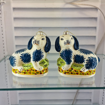 Paire d'ornements en verre Bunnies