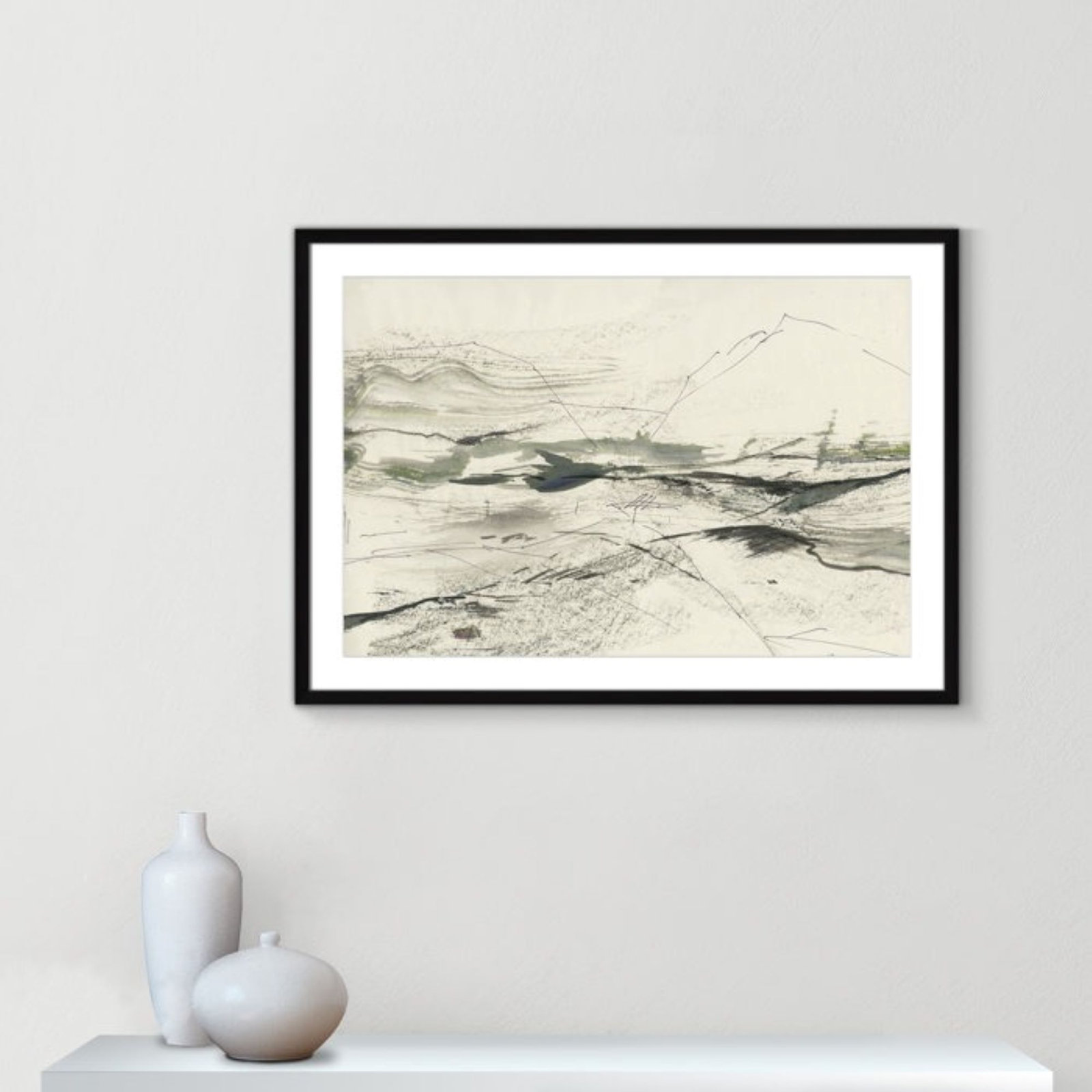 Green Sketches by PI Studio, White, Black Box Picture Framed, 25.5" H x 35.5" W x 1.25" D