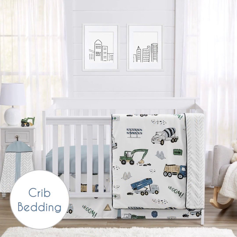 Kids' Green and Blue Construction Truck Fabric Storage Bins, Set of 2