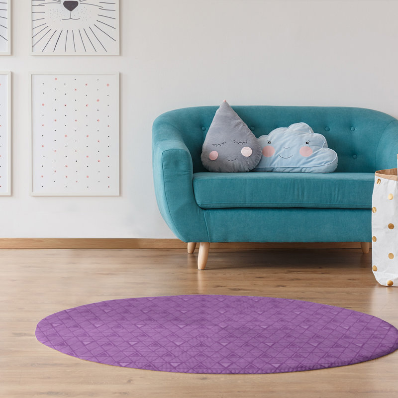 Chenille Geometric Indoor Rug, Round 5'