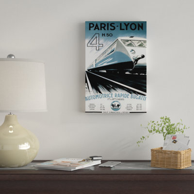 « paris-lyon train », affiche rétro sur toile