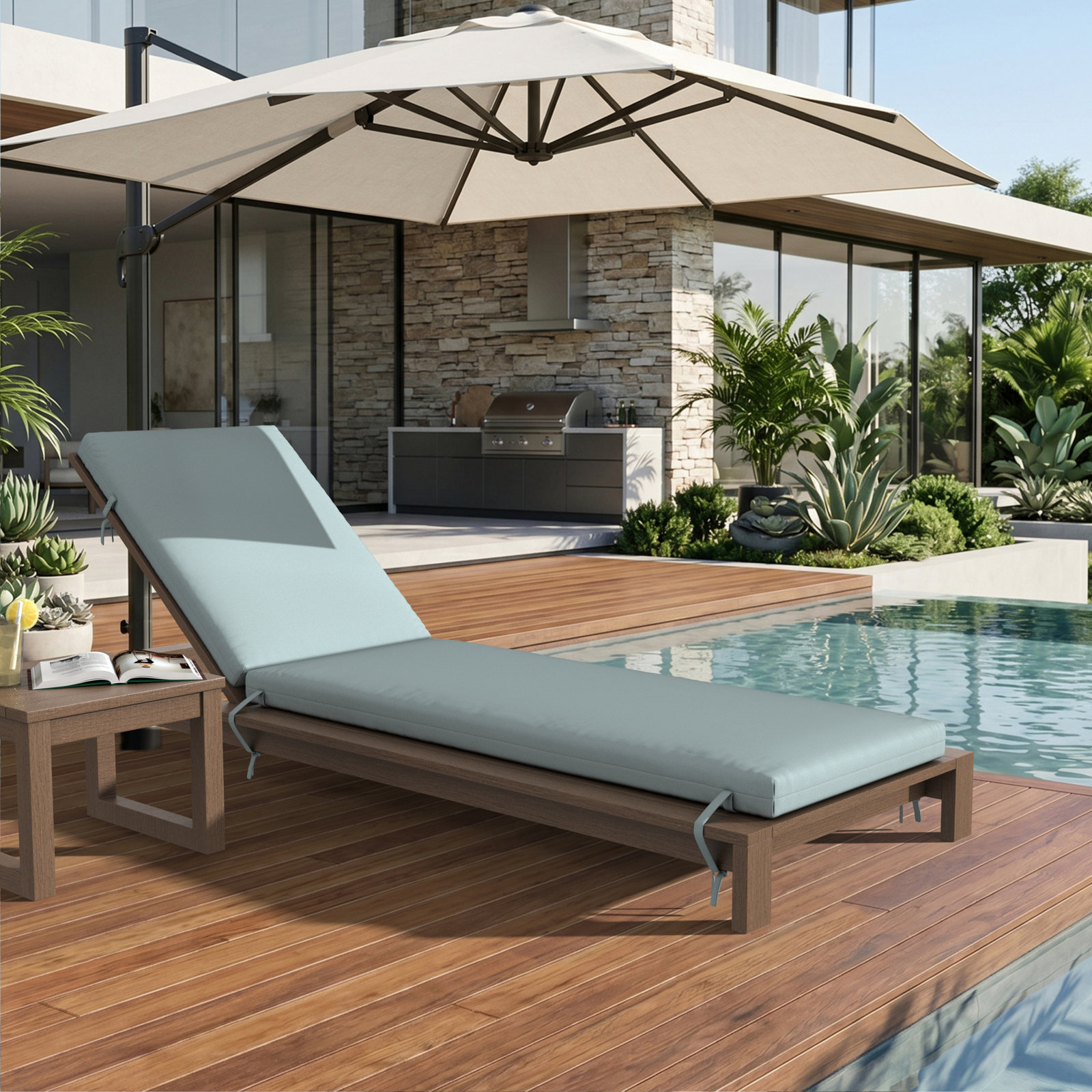 Lani Sunbrella® Seat and Back Cushion, 21" W x 78" D, Sunbrella Bliss Dew