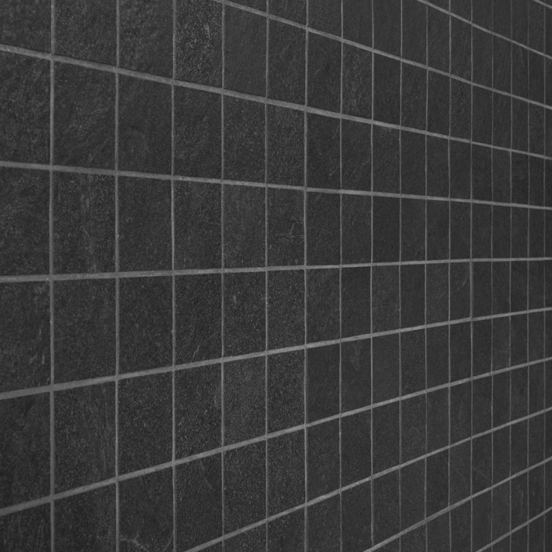 Era 12x12 Matte Textured Limestone Look Porcelain Mosaic Tile, Charcoal Black