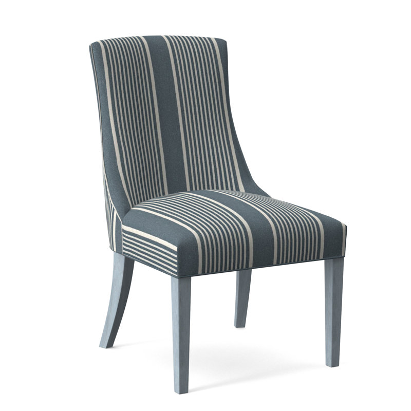 Tuxedo Slipper Dining Chair, Light Blue Performance Fabric; 0851-55, Sea Glass Finish