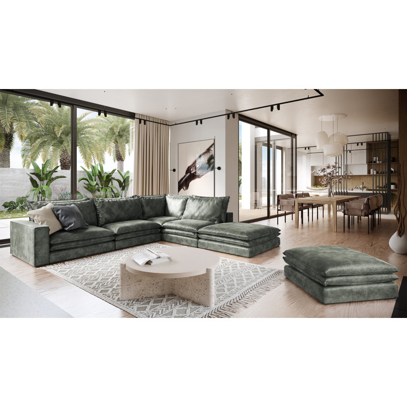 Aaron Grand Left Corner Sofa, Dark Green, Right Hand Facing