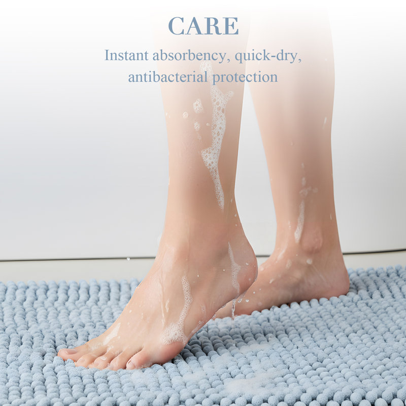 Thick Soft Absorbent Non Slip Boho Bath Mats, 24*36+20*32, Light Blue