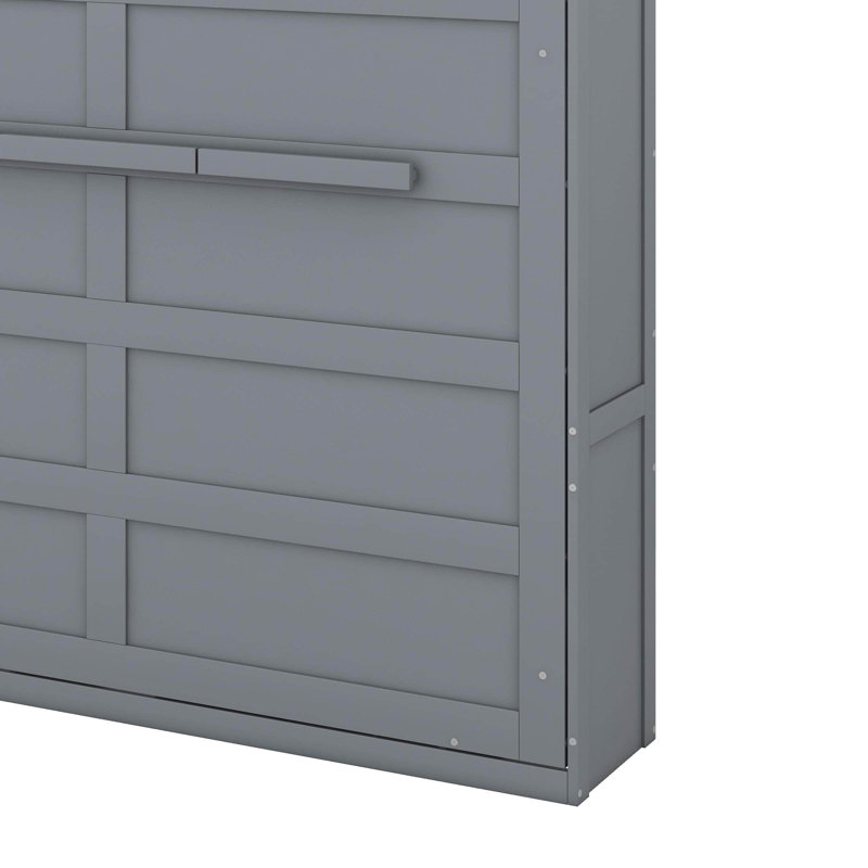 Lit escamotable avec armoires supérieures Murphy, Gris, Grand lit