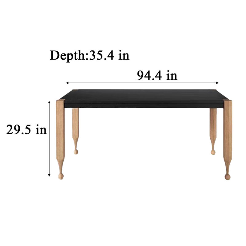 Table de salle à manger Yireh, H 29,5 po x L 94,4 po x l 35,4 po