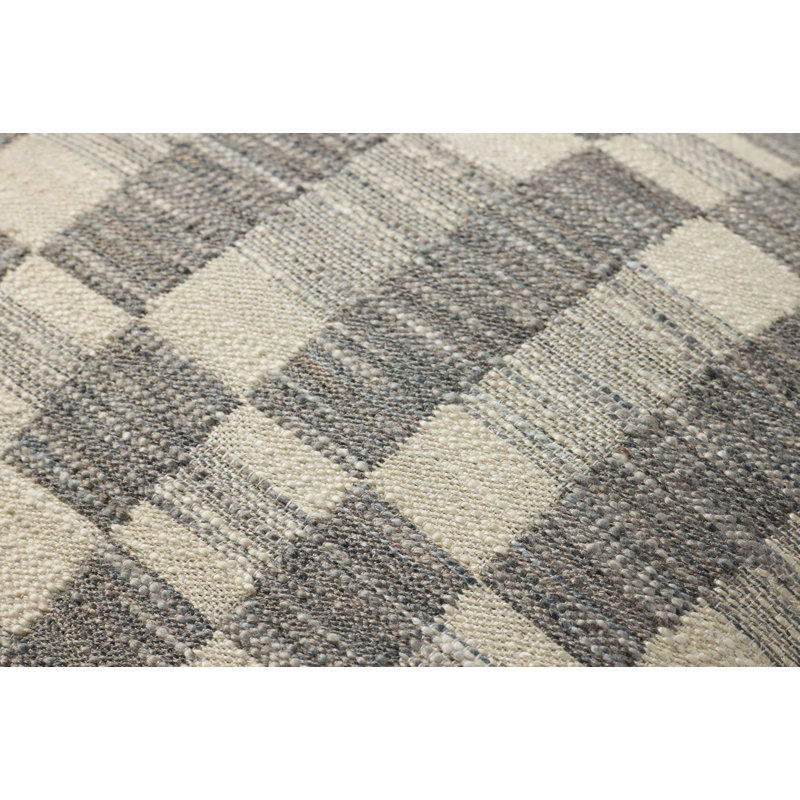 Charcoal and Ivory Checkered Polyester Square Pillow 18"