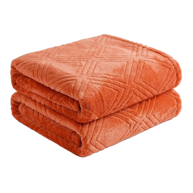 Couverture molletonnée en polyester moelleux Alaska, Rouille, Jeté