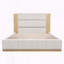 Grand lit plateforme tapissier avec tête de lit en bois allongée et base en bois-129199247-129199246