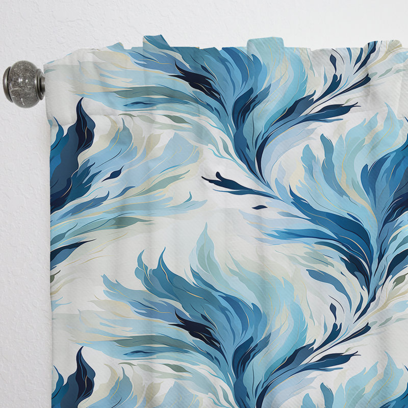 Ikat Breeze bleu et blanc - Rideau Ikat - Rideau obscurcissant Ikat - 1 panneaux, L 52 po x L 84 po