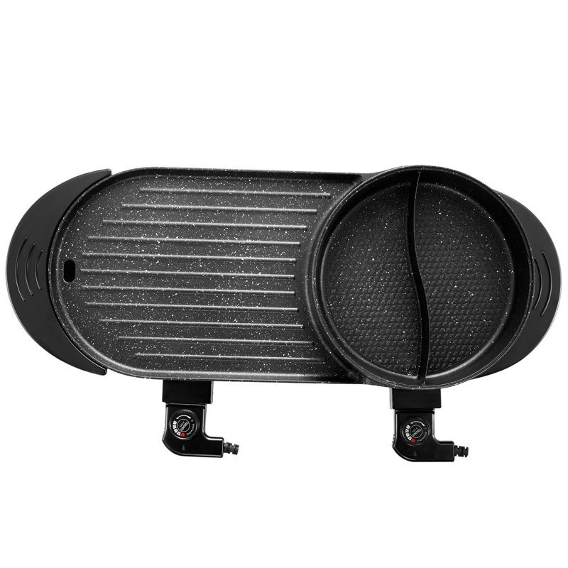 Hot Pot avec gril 2200W 2-en-1 électrique sans fumée pour 1 à 6 personnes