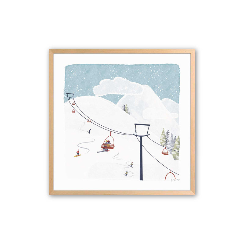 Imprimé hivernal d'hiver, H 17,5 po x l 17,5 po, Cadre en érable brut, bois massif
