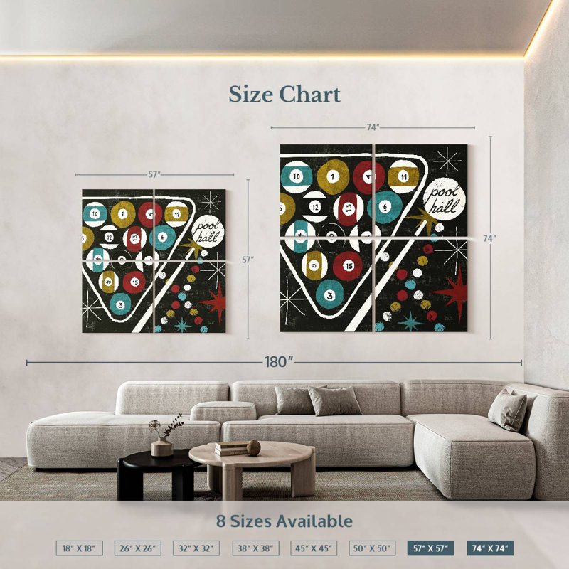 Vegas Pool Hall, H 57 po x l 57 po