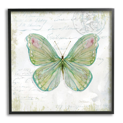 " Antique Butterfly Insect Charming Vintage Postal Scripture " by Carol Robinson Painting Print